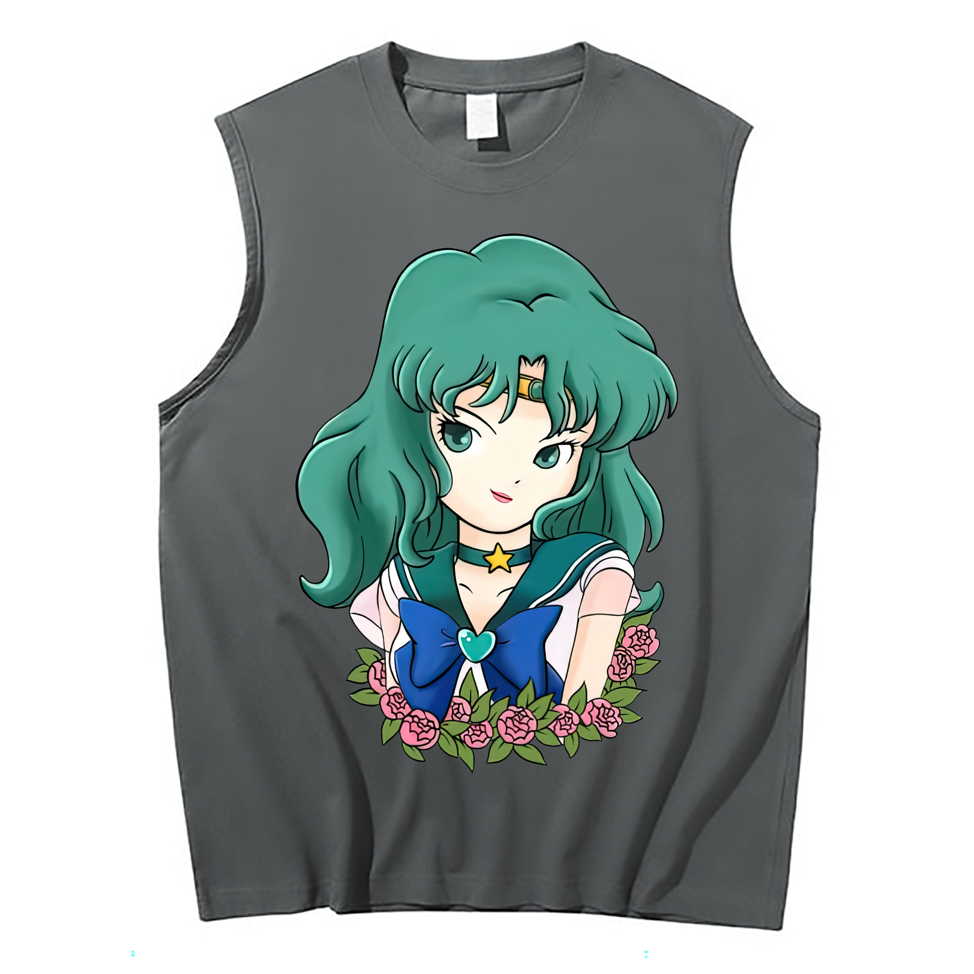 （画像用） 美少女戦士セーラームーン 海王 みちる（かいおう みちる） Sailor Moon Kaiou Michiru コットン100％タンクトップ（フロントプリント）
